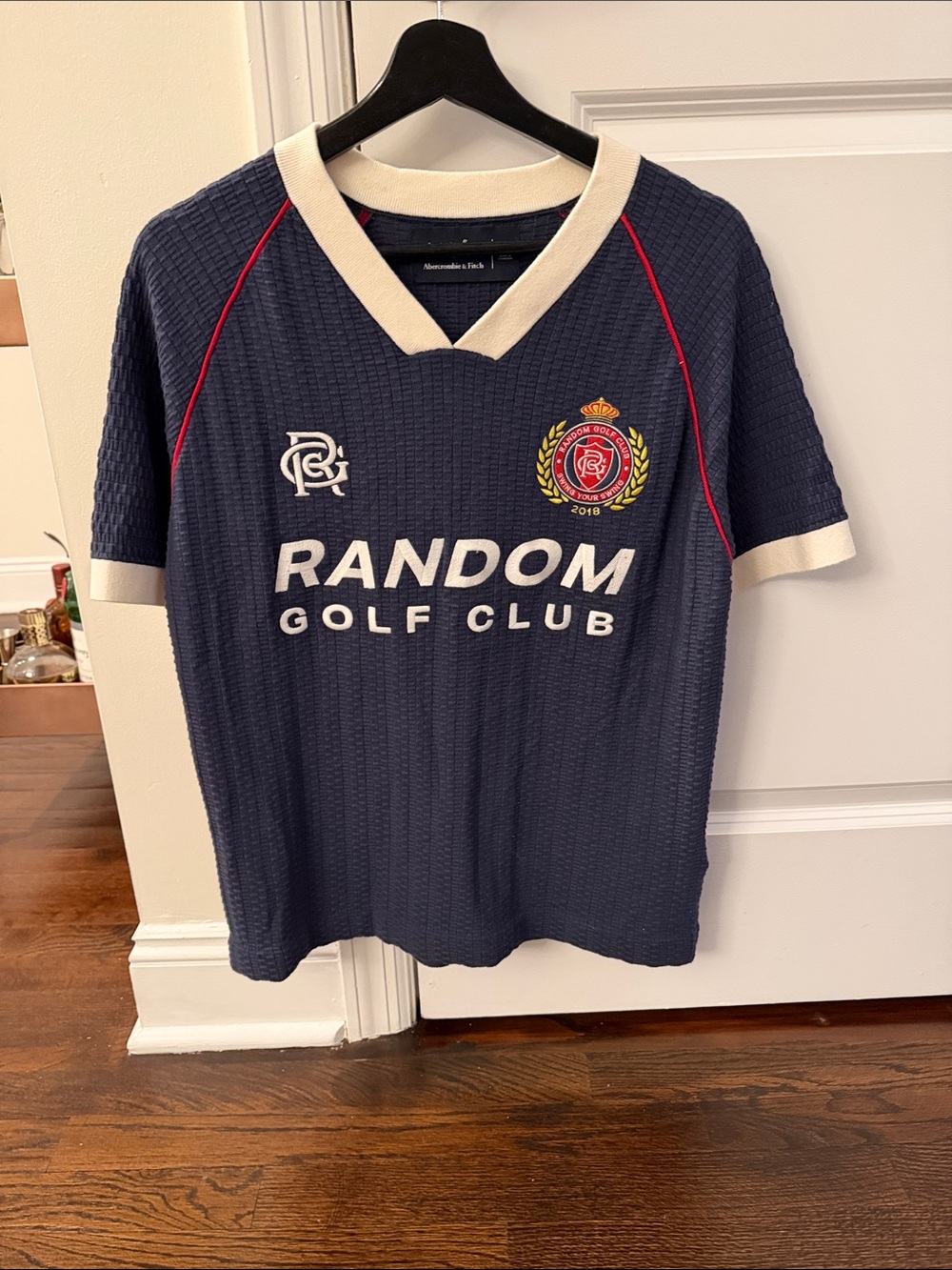Abercrombie & Fitch Navy Polo with Cream Trim and Red Piping